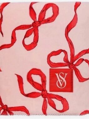 VS Logo Pink Blanket with Red Ribbon Print